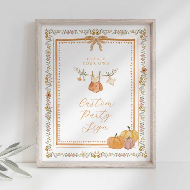 Elegant Bow Fall in Love Baby Shower Custom Sign (Creator Uploaded)