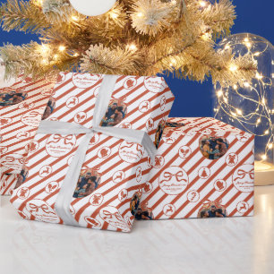 Elegant Bow Family Photo Christmas - Red Wrapping Paper