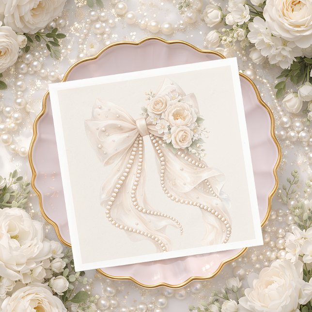 Elegant Bow Floral Baby Shower Napkin (Creator Uploaded)