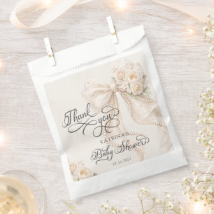 Elegant Bow Floral Baby Shower Thank You Favour Bags