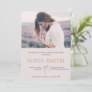 Elegant Bow Graduation Party Invitation