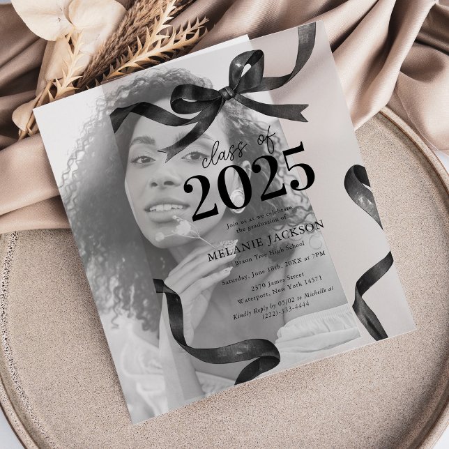 Elegant Bow Graduation Party Vellum Invitations (Creator Uploaded)