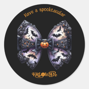 Elegant Bow Halloween Graphic + Text (Editable) Classic Round Sticker