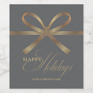 Elegant Bow Happy Holidays Wine Label