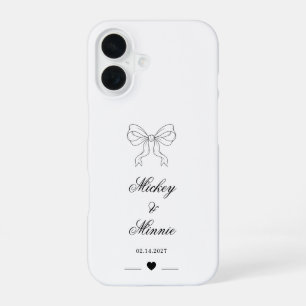 Elegant Bow & Heart Personalised Design Wedding  iPhone 16 Case
