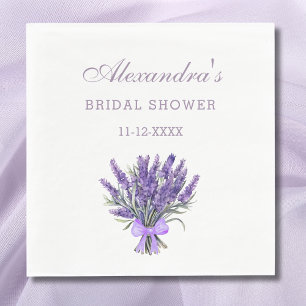 Elegant Bow Lavender Floral Bridal Shower Napkin