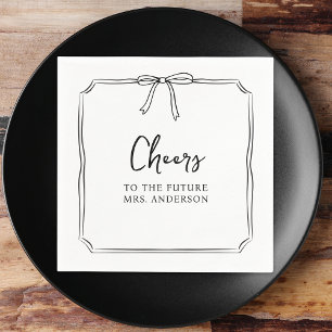 Elegant Bow Personalised Cheers Bridal Shower  Napkin