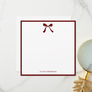 Elegant Bow Personalised Stationery Thank You Card