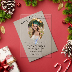 Elegant Bow Photo Graduation Party Invite Acrylic Invitations