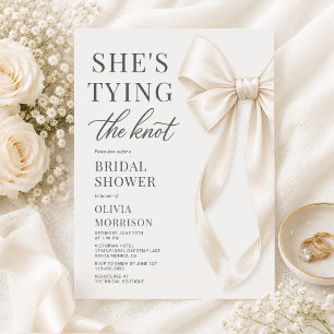 Elegant Bow She's Tying The Knot Bridal Shower Invitation