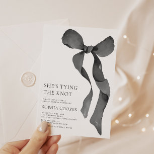 Elegant Bow She's Tying the Knot Bridal Shower Invitation