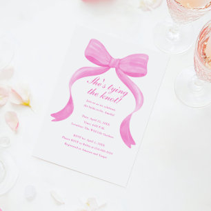 Elegant Bow She's Tying the Knot Bridal Shower Invitation