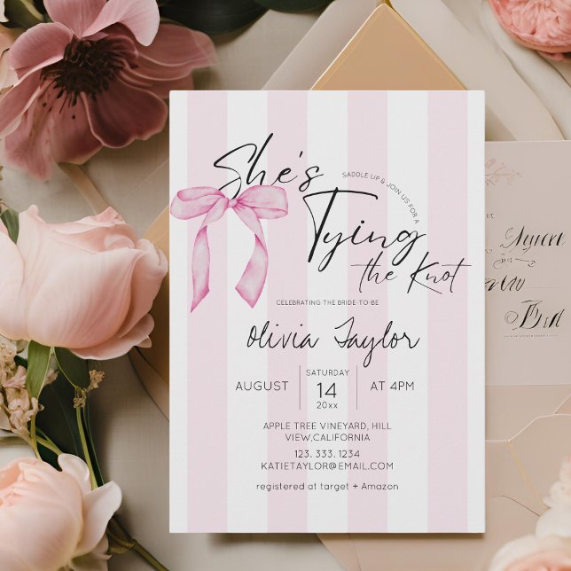 Elegant Bow She's Tying the Knot  Bridal Shower  Invitation (Creator Uploaded)