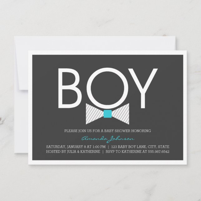 Elegant Bow Tie Boy Baby Shower Invitations (Front)