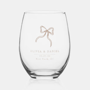 Elegant Bow Wedding beige favour Glass