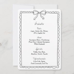 Elegant Bow Wedding Drinks Bar Menu Sign