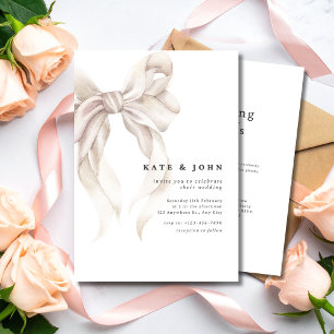 Elegant Bow Wedding Invite, Classic Minimal Modern Invitation