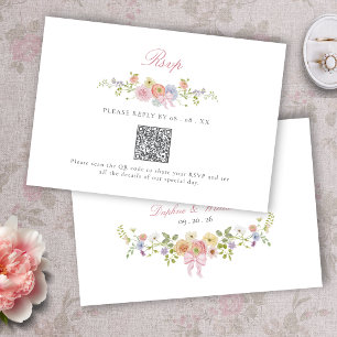 Elegant Bows and Wildflowers RSVP Card