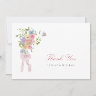 Elegant Bows and Wildflowers Thank You Card