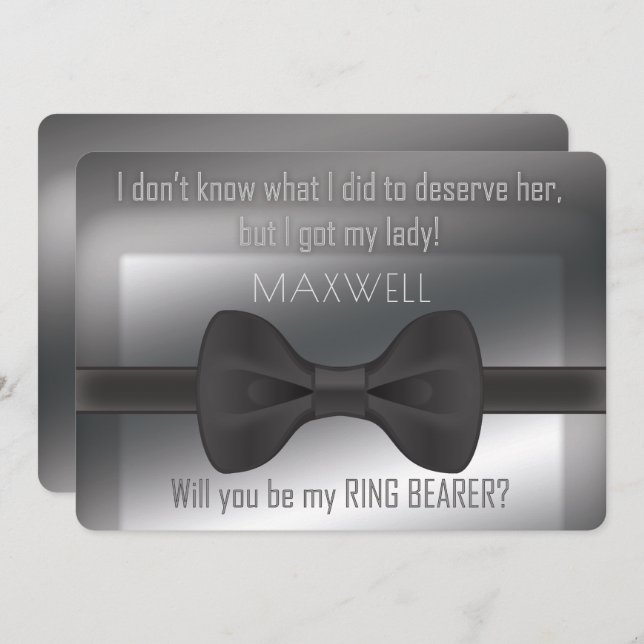 Elegant Bowtie Will You Be My Ring Bearer Invitation (Front/Back)