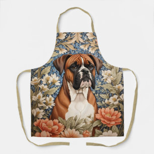 Elegant Boxer Dog William Morris Inspired Apron