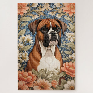 Elegant Boxer Dog William Morris Inspired Jigsaw Puzzle