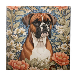 Elegant Boxer Dog William Morris Inspired  Tile