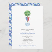Elegant Boxwood Red Blue Bow Boy Baby Shower Party