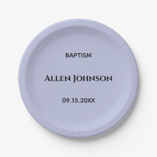 Elegant boy baptism  paper plate