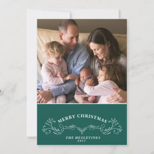 Elegant Bracket Dark Teal and White Holiday Photo