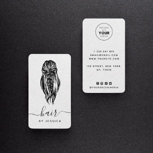 Elegant Braid Wavy Hair Salon Grey Kraft Paper Business Card