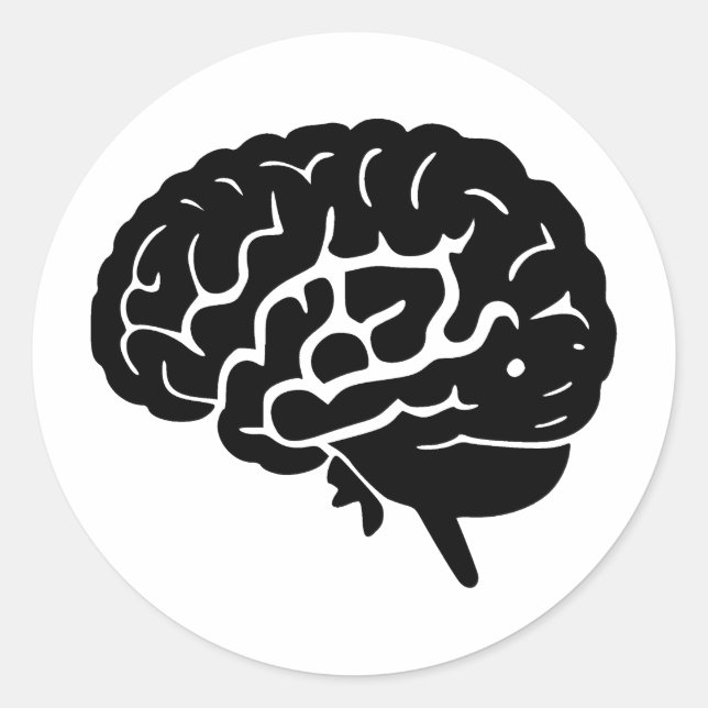 Elegant Brain Art in Minimalist Style Classic Round Sticker (Front)