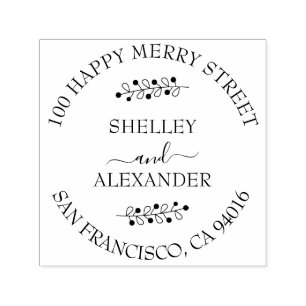 Elegant Branch Two Names Return Address Self-inkin Self-inking Stamp