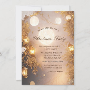 Elegant Branches Rustic Lantern Company Christmas Invitation