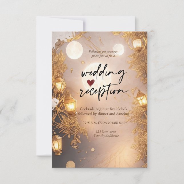 Elegant Branches Rustic Lantern Reception  Invitation (Front)