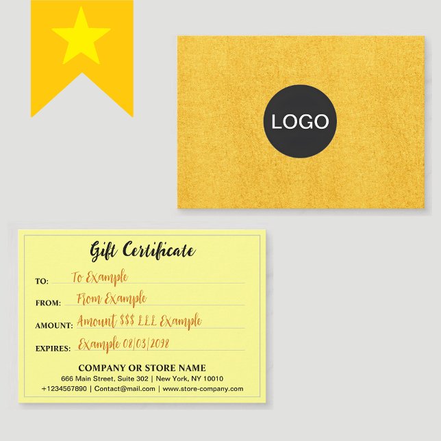 Elegant Brand Logo, Luxury Gold Gift Certificate (Elegant brand logo
Personalized design
Luxury branding
Modern logo)