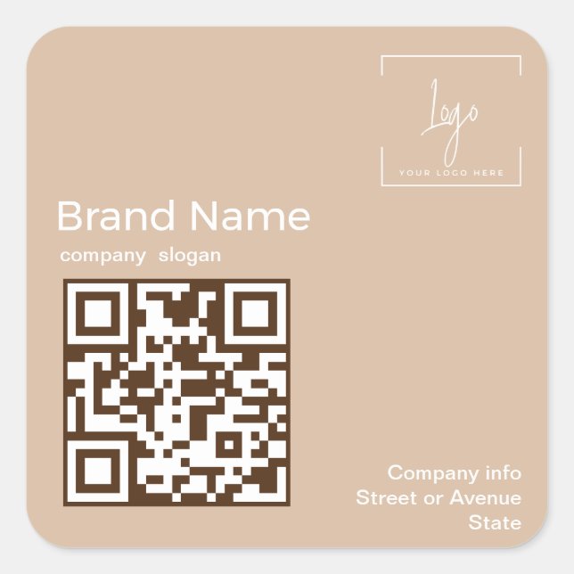 Elegant Brand with Logo & Qr Code label (Front)