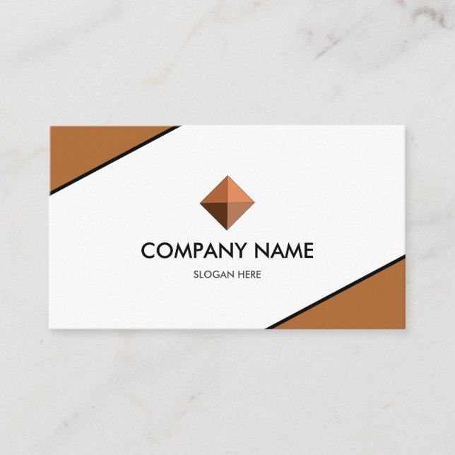 Elegant Branded Brown & White Business Card (Front)