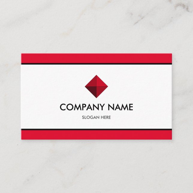 Elegant Branded Red and White Business Card (Front)