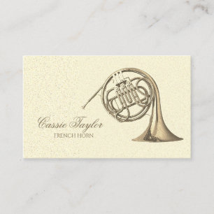 Elegant Brass French Horn Musician Music Teacher B Business Card