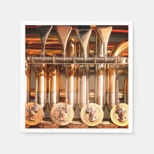 Elegant Brass Instrument Music Paper Napkin