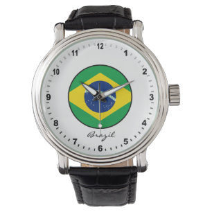 Elegant Brazil Watch & Brazilian Flag 
