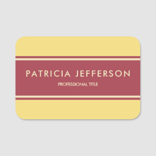 Elegant Brick Red and Honey Yellow: Modern Harmony Name Tag