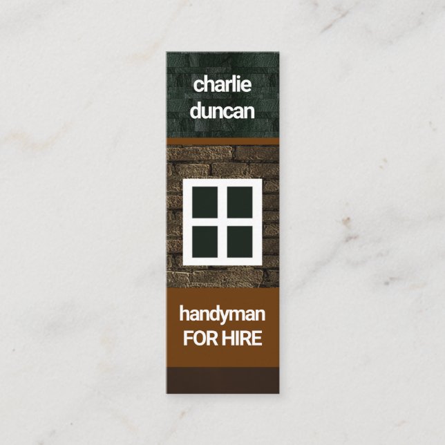 Elegant Brick Works Stone Home Masonry Handyman Mini Business Card (Front)