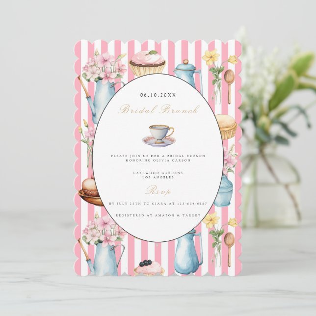 Elegant Bridal Brunch Bridal Shower Invitation (Standing Front)