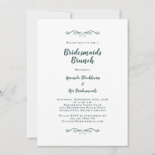 Elegant Bridal Brunch Bridesmaids Emerald Green Invitation
