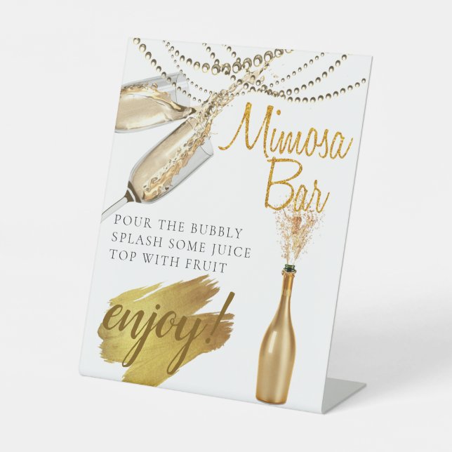 Elegant Bridal Brunch Mimosa Bar Pedestal Sign (Front)