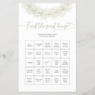 Elegant Bridal Find The Guest Bingo Game Flyer