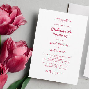 Elegant Bridal Luncheon Bridesmaids Magenta Red Invitation
