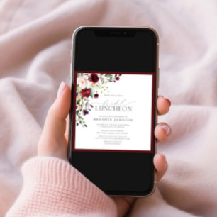 Elegant Bridal Luncheon Floral Burgundy Invitation